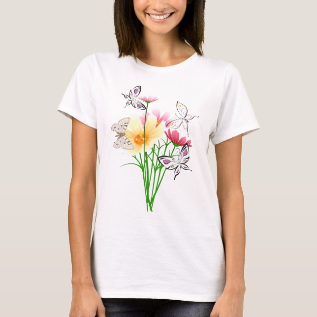 Butterflugor och blommor tee (Framsida)
