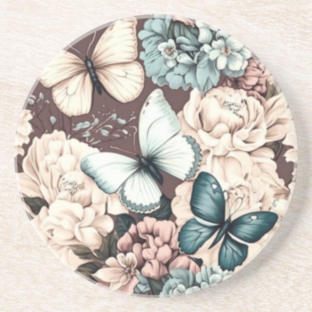 Butterflugor och bruna blommor underlägg (Framsidan)