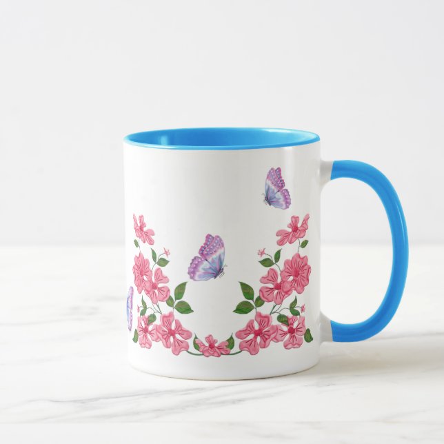 Butterflugor och Vild Rosa ros Mugg (Höger)