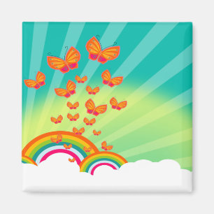 Butterflugor över regnbågsmagnet magnet