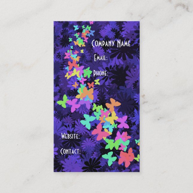 Butterflugor på blå färg visitkort (Framsida)
