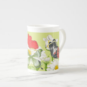 Butterflugor på en Bone China Mugg Benporslin Mugg