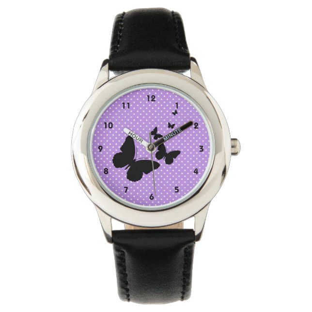 Butterflugor på Polka dots Design Watch Armbandsur (Framsida)