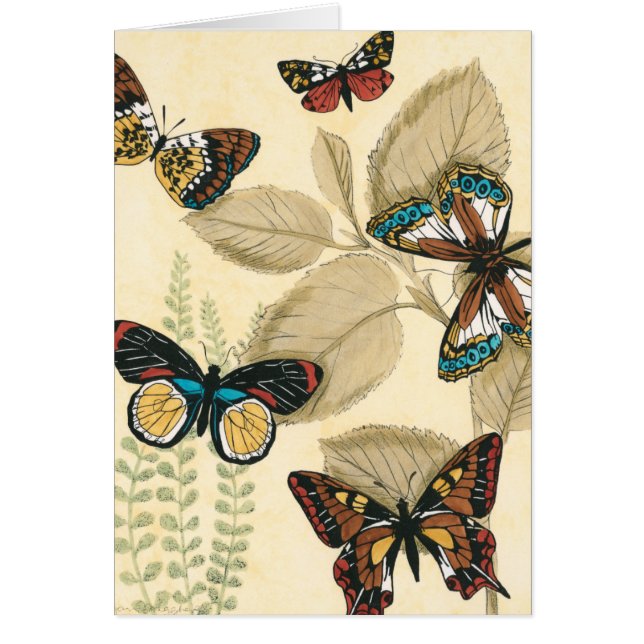 Butterflugor som glider över Löv Hälsningskort (Framsidan)