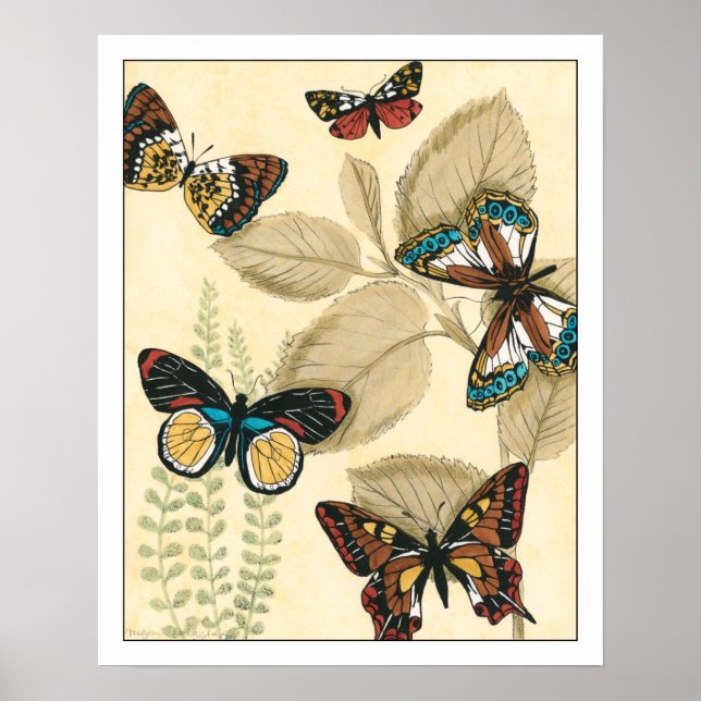 Butterflugor som glider över Löv Poster (Framsidan)