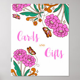 Butterflulies Älskare Rosa Blommigt Möhippa Poster