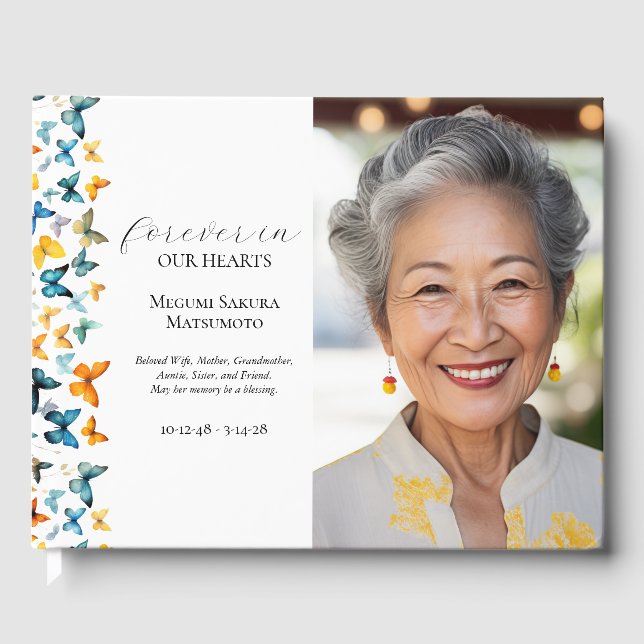 Butterfly 2-Photo Funeral Guest Bok (Framsida)