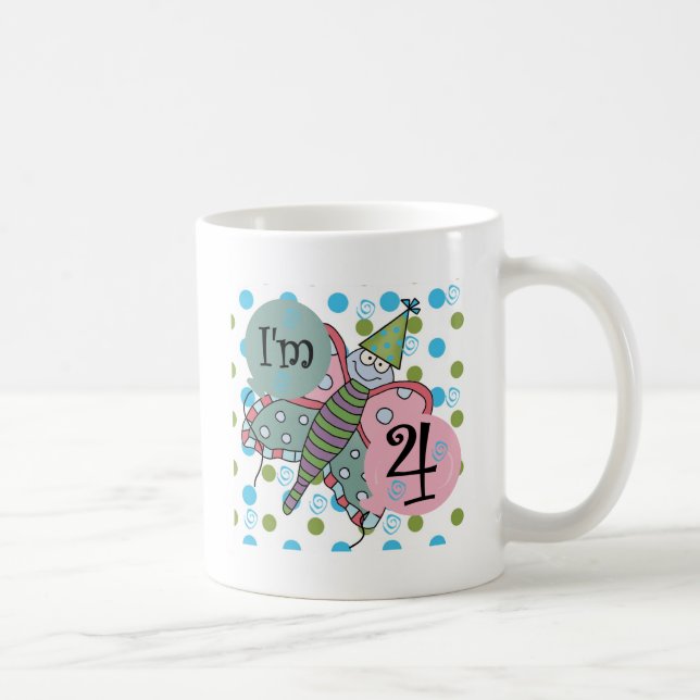 Butterfly 4e födelsedagen Tshirts och Gifts Kaffemugg (Höger)