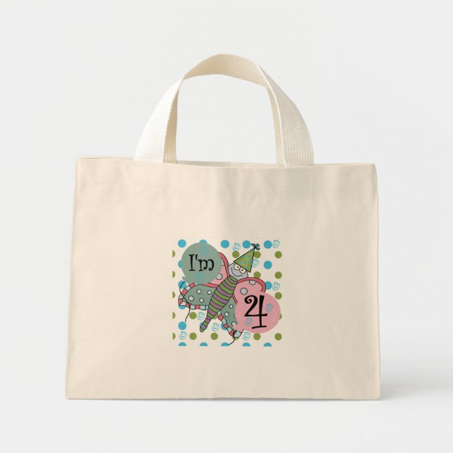 Butterfly 4e födelsedagen Tshirts och Gifts Mini Tygkasse (Framsidan)