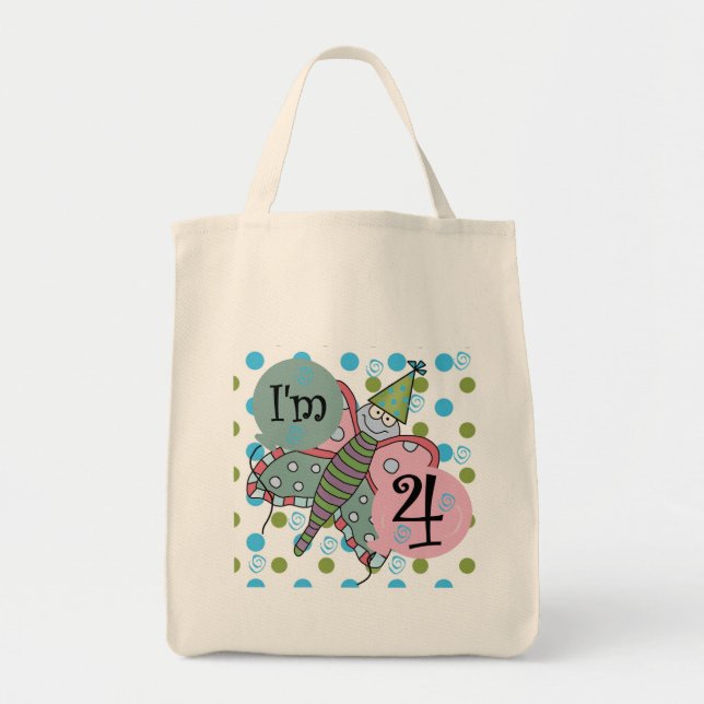 Butterfly 4e födelsedagen Tshirts och Gifts Tygkasse (Framsidan)