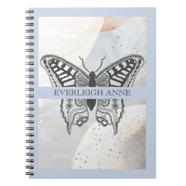 Butterfly Abstrakt Watercolor Personlig Anteckningsbok (Framsidan)