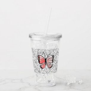 Butterfly Acrylic Tumbler Ro Take Away Mugg
