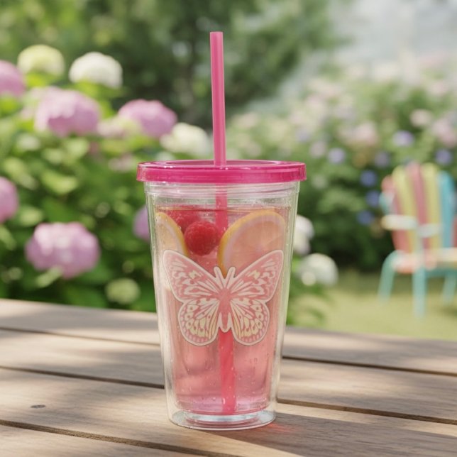 Butterfly Acrylic Tumbler Take Away Mugg (Skapare uppladdad)
