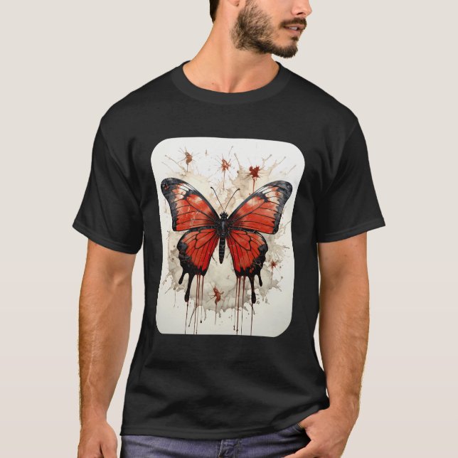 Butterfly Aesthetic Butterflies Natur Red T Shirt (Framsida)