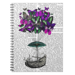 Butterfly Airship 2 Lila and Grönt Anteckningsbok Med Spiral