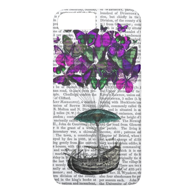 Butterfly Airship 2 Lila and Grönt Case-Mate iPhone Skal (Baksida)