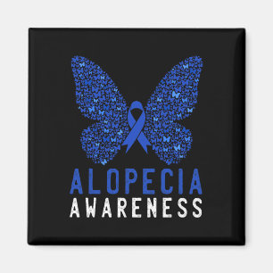Butterfly Alopecia Awareness Blue Aribbon Supporto Magnet