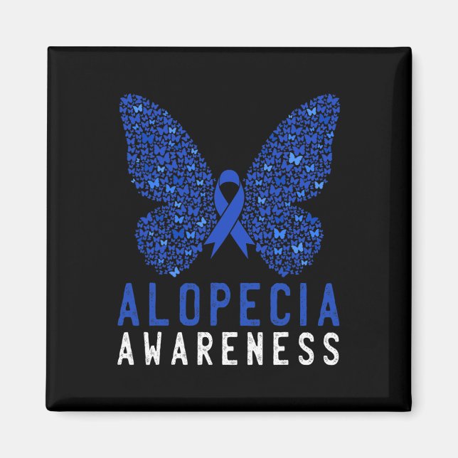 Butterfly Alopecia Awareness Blue Aribbon Supporto Magnet (Framsidan)