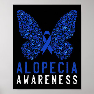 Butterfly Alopecia Awareness Blue Aribbon Supporto Poster