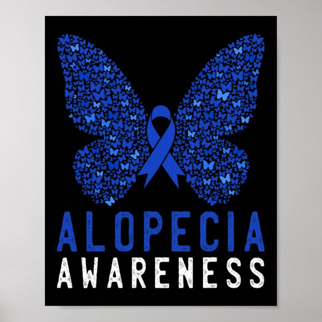 Butterfly Alopecia Awareness Blue Aribbon Supporto Poster (Framsidan)