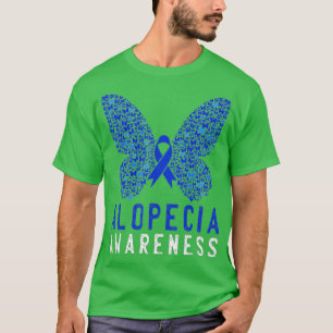 Butterfly Alopecia Awareness Blue Aribbon Supporto T Shirt