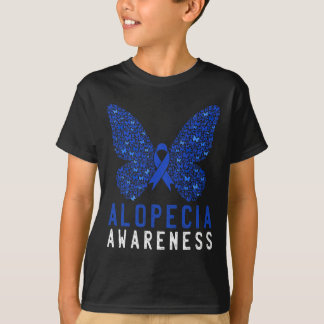 Butterfly Alopecia Awareness Blue Aribbon Supporto T Shirt