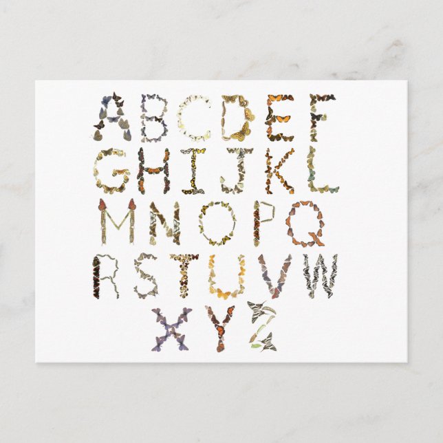 Butterfly Alphabet - Naturalfabet ABC Vykort (Framsida)