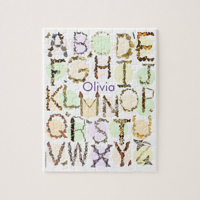 Butterfly Alphabet Puzzle - Kids Namn Puzzle Pussel (Vertikal)