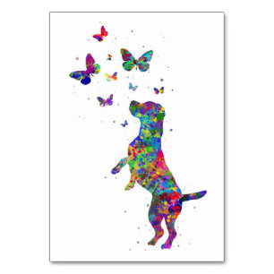 Butterfly Älskare Beagle-Hund leker med fjärilar Bordsnummer