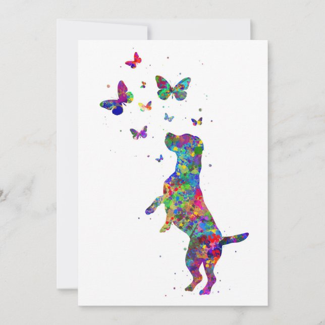 Butterfly Älskare Beagle-Hund leker med fjärilar Spara Datumet (Framsida)