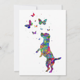 Butterfly Älskare Beagle-Hund leker med fjärilar Spara Datumet