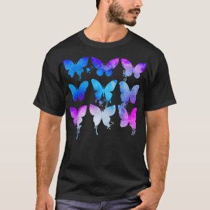 Butterfly Älskare Butterflies Rosa Blue Lila Vatte T Shirt