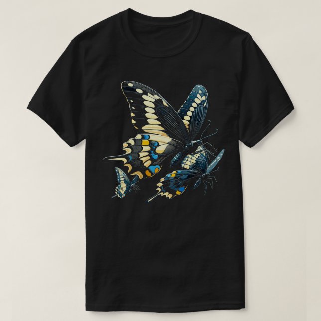 Butterfly Älskare Entomology Kryp Black Swallowtai T Shirt (Design framsida)