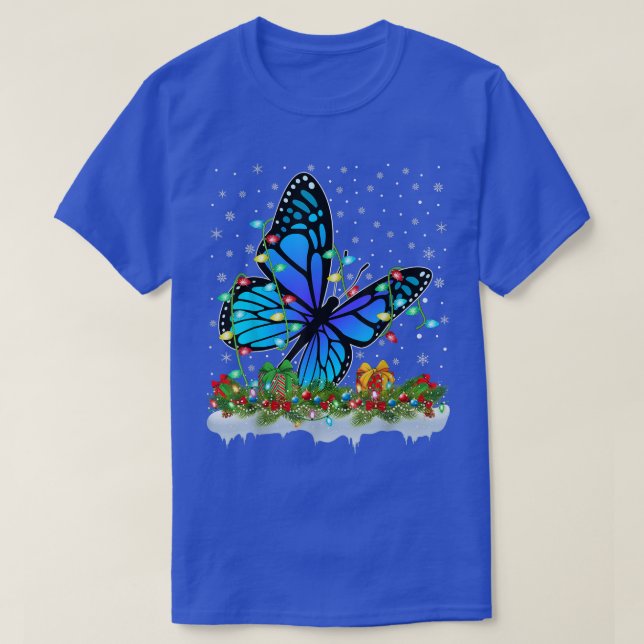 Butterfly Älskare Matching Santa Lighting Butterfl T Shirt (Design framsida)