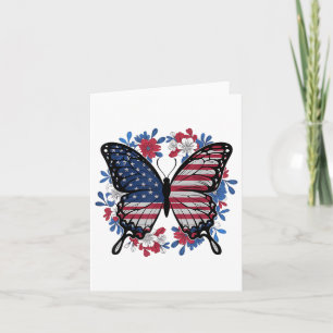 Butterfly American Flagga Patriotic USA 4:e juli Kort