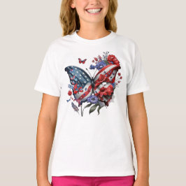 Butterfly American Flagga T Shirt