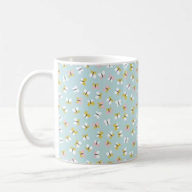 Butterfly And Floral Pattern  Kaffemugg (Vänster)
