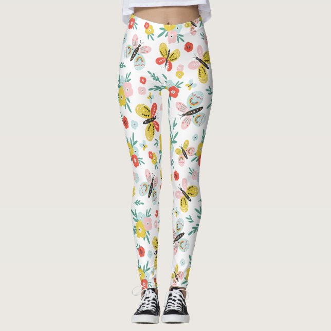 Butterfly And Floral Pattern  Leggings (Framsida)