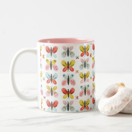 Butterfly And Floral Pattern  Två-Tonad Mugg