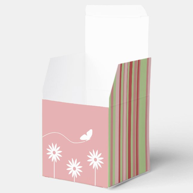 Butterfly and Flowers - Stripe Favor Box Presentaskar (Öppnad)