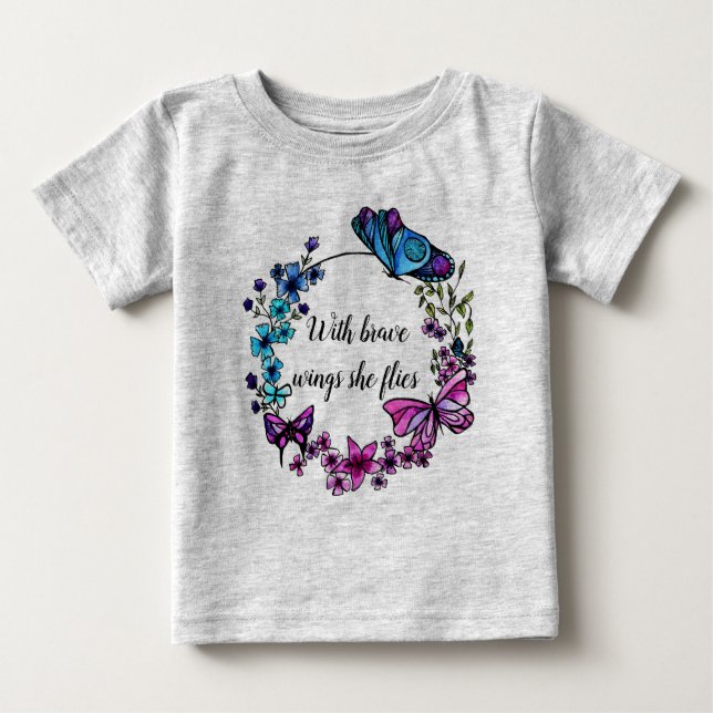 Butterfly and Flowers Wandan anpassningsbar Citat T Shirt (Framsida)