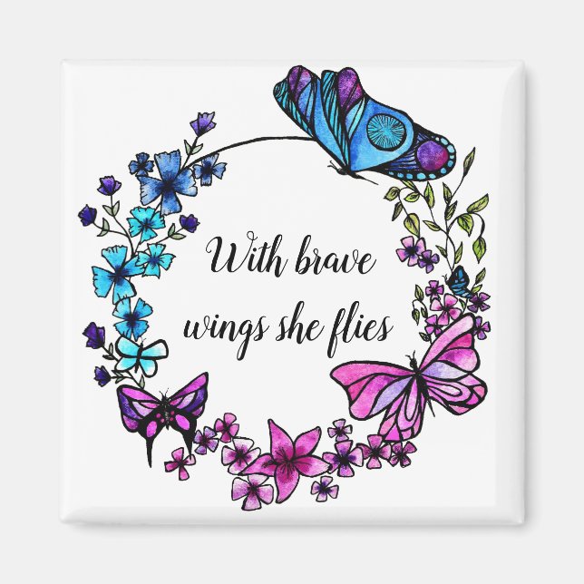 Butterfly and Flowers Wandeans Magnet (Framsidan)