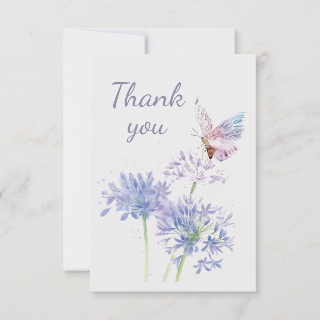Butterfly and Garden Flowers Tack Kort (Framsida)
