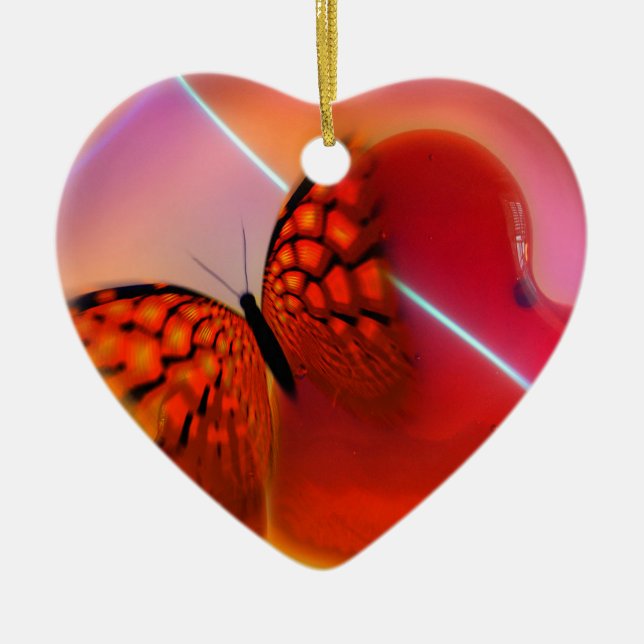 Butterfly and Hearts Julgransprydnad Keramik (Framsidan)