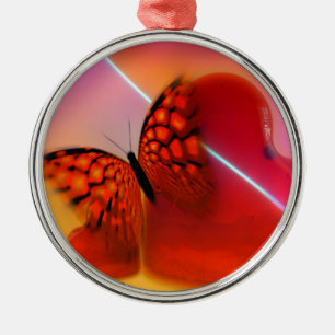 Butterfly and Hearts Julgransprydnad Metall
