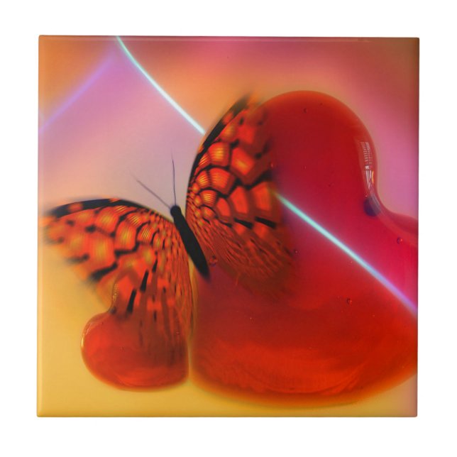 Butterfly and Hearts Kakelplatta (Framsidan)