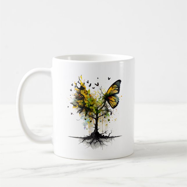 Butterfly Animal Kreativ Art Kaffemugg (Vänster)
