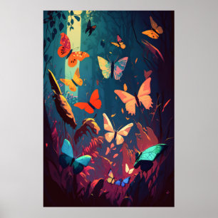 Butterfly Animal Porträtt Painting Wildlife Forest Poster
