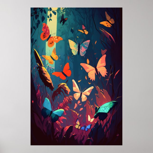 Butterfly Animal Porträtt Painting Wildlife Forest Poster (Framsidan)