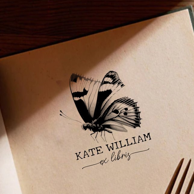 Butterfly Anpassningsbar ex libris Självfärgande Stämpel (Skapare uppladdad)